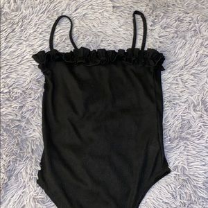 NWOT black ruffle bodysuit